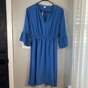 Light Blue V Neck Dress, Sz S/M